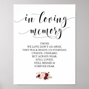 In liefhebbende Memory Wedding Memorial Table Sign Poster