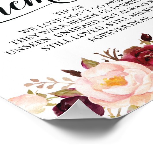 In liefhebbende Memory Wedding Memorial Table Sign Poster (Hoek)