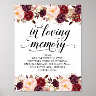 In liefhebbende Memory Wedding Memorial Table Sign Poster