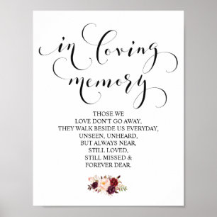 In liefhebbende Memory Wedding Memorial Table Sign Poster