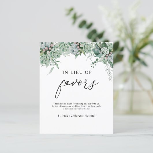 In Lieu des Favors Donation Sign (Staand voorkant)