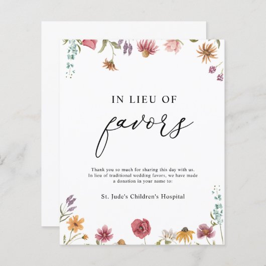 In Lieu des Favors Donation Sign (Voorkant / Achterkant)