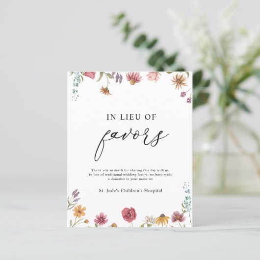 In Lieu des Favors Donation Sign (Staand voorkant)