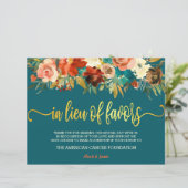 In Lieu des Favors Sign - Blauwgroen en Oranje huw (Staand voorkant)