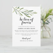 In Lieu des Favors Wedding Donation Sign Kaart (Staand voorkant)