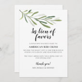 In Lieu des Favors Wedding Donation Sign Kaart (Voorkant / Achterkant)