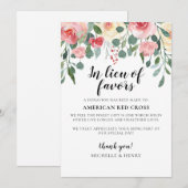 In Lieu des Favors Wedding Donation Sign Kaart (Voorkant / Achterkant)