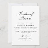 In Lieu des Favors Wedding Donation Sign Kaart (Voorkant)