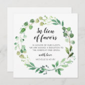 In Lieu des Favors Wedding Donation Sign Kaart (Voorkant / Achterkant)