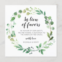 In Lieu des Favors Wedding Donation Sign
