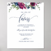 In Lieu Favors Berry, Blue and Burgundy Sign Poster (Voorkant)