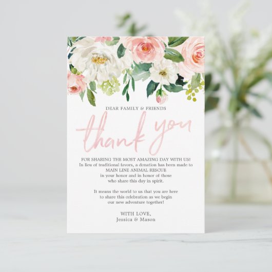 In Lieu Favors Dank u dat u Kaart Floral plaatst (Staand voorkant)