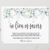 In Lieu Favors Sign - Eucalyptus Wedding (Voorkant / Achterkant)