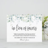 In Lieu Favors Sign - Eucalyptus Wedding (Staand voorkant)