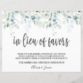 In Lieu Favors Sign - Eucalyptus Wedding (Voorkant)