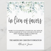 In Lieu Favors Sign - Eucalyptus Wedding - V (Voorkant)