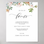 In Lieu of Favors, Earthy Blooms Wedding Sign Poster (Voorkant)