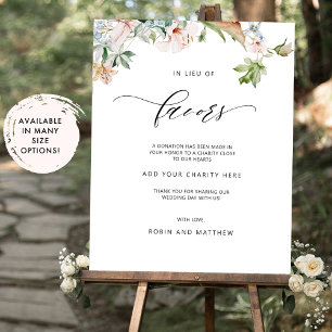 In Lieu of Favors, Earthy Blooms Wedding Sign Poster