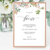 In Lieu of Favors, Earthy Blooms Wedding Sign Poster