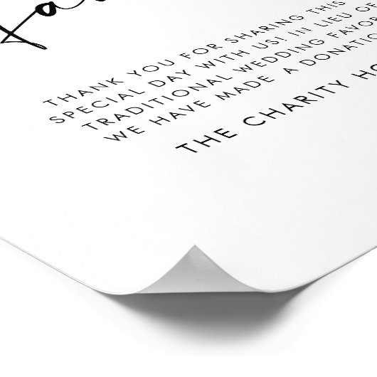 In Lieu Of Favors Wedding Sign Poster (Hoek)