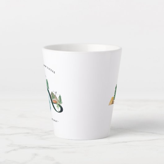 In lijn met Natuur | Rustieke Waterverf Monogram Latte Mok (Voorkant)