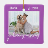 In Loating Memory Lila Dog Photo Pet Memorial Keramisch Ornament (Achterkant)