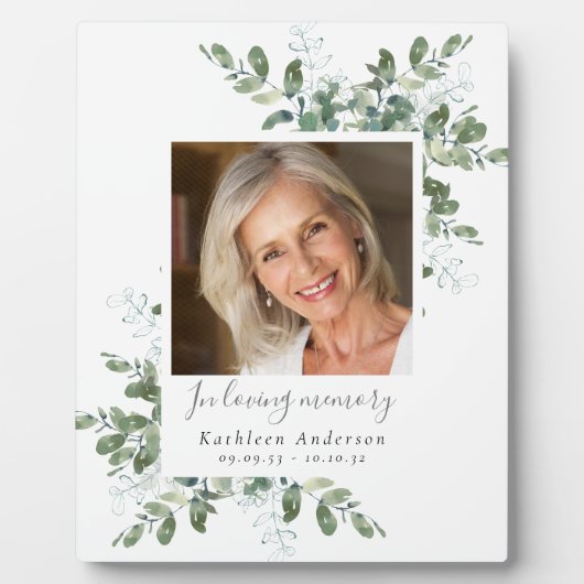 In Loating Memory Photo Funeral Eucalyptus Memoria Fotoplaat (Voorkant)