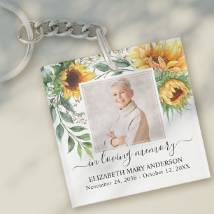 In Loating Memory Photo Sunflower Floral Memorial Sleutelhanger