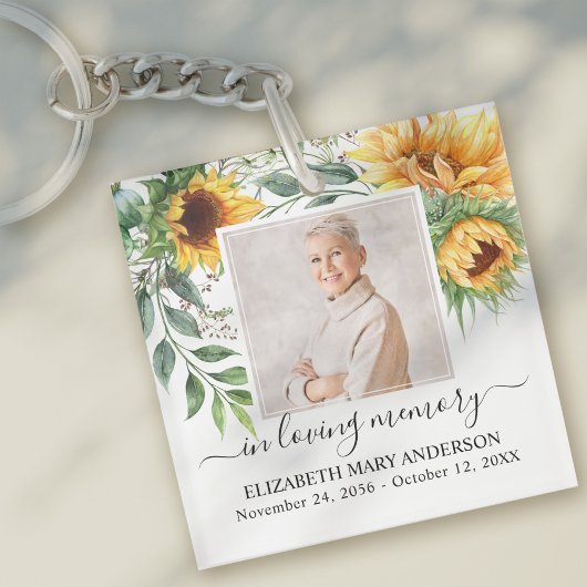 In Loating Memory Photo Sunflower Floral Memorial Sleutelhanger