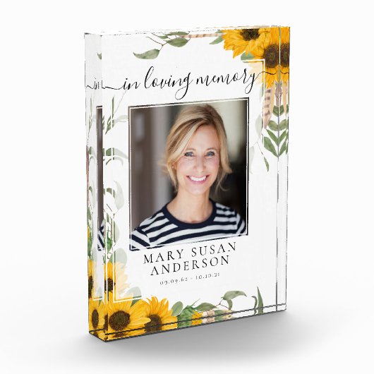 In Loating Memory Photo Sunflower Memorial Fotoblokken (Links)