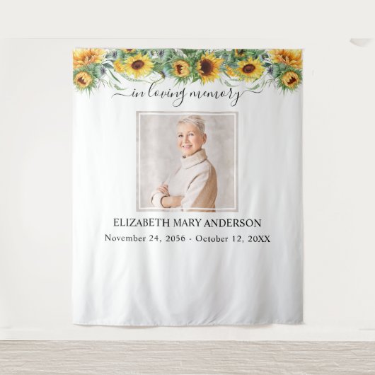 In Loating Memory Photo Sunflower Memorial Wandkleed (Voorkant)