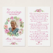 In Loing Memory Floral Photo Funeral Prayer Kaart (Voorkant /achterkant)