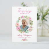 In Loing Memory Floral Photo Funeral Prayer Kaart (Staand voorkant)