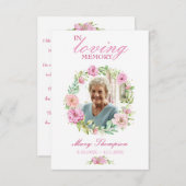 In Loing Memory Floral Photo Funeral Prayer Kaart (Voorkant / Achterkant)