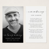 In Loing Memory Funeral Memorial Prayer Kaart (Voorkant /achterkant)