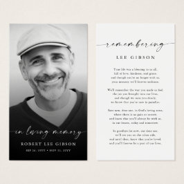 In Loing Memory Funeral Memorial Prayer Kaart