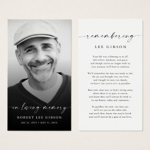 In Loing Memory Funeral Memorial Prayer Kaart