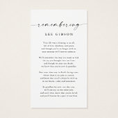 In Loing Memory Funeral Memorial Prayer Kaart (Achterkant)