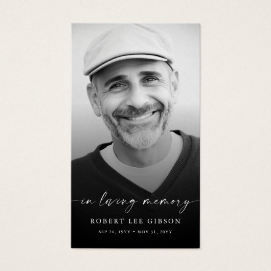 In Loing Memory Funeral Memorial Prayer Kaart (Voorkant)