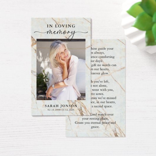 In Loing Memory Funeral Memorial Prayer Kaart (Bureau)