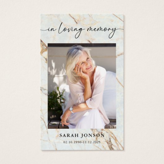 In Loing Memory Funeral Memorial Prayer Kaart (Voorkant)