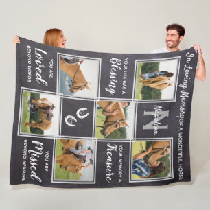 In Loing Memory Horse Pet Memorial Photo Collage Fleece Deken