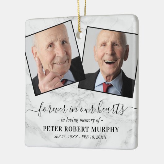 In Loing Memory Marble Memorial Photo Keramisch Ornament (Links)