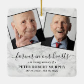 In Loing Memory Marble Memorial Photo Keramisch Ornament (Achterkant)