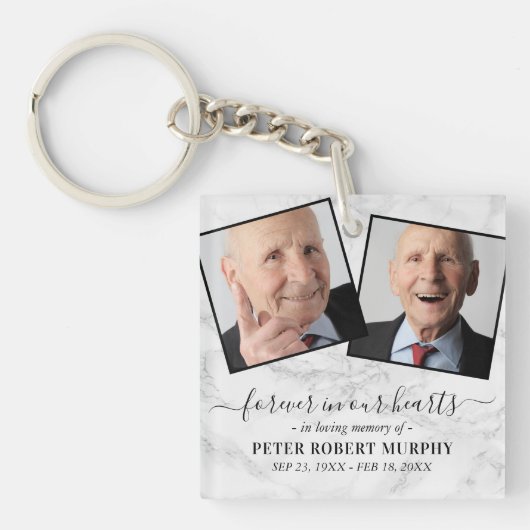 In Loing Memory Marble Memorial Photo Sleutelhanger (voorkant)