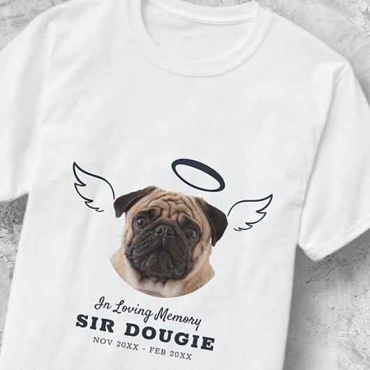 In Loing Memory Pet Angel Wings Photo Memorial T-shirt