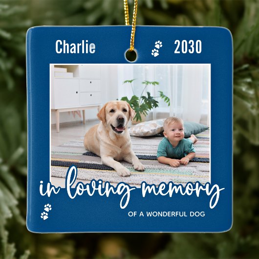 In Loing Memory Pet Memorial 2 Dog Photo Keepslag Keramisch Ornament