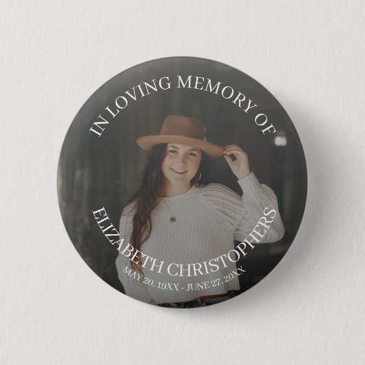 In Loing Memory Photo Funeral Memorial Button (Voorkant)