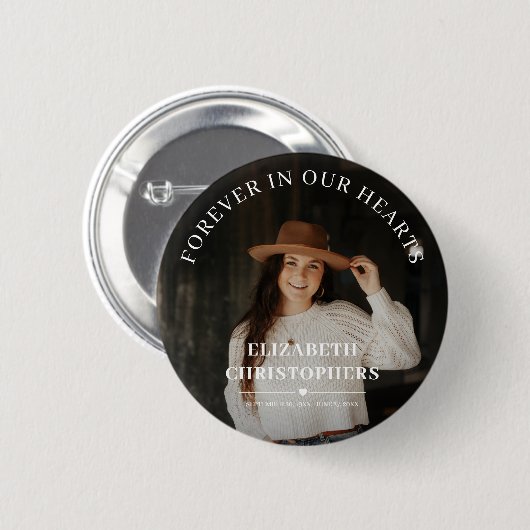 In Loing Memory Photo Funeral Memorial Button (Voorkant /achterkant)