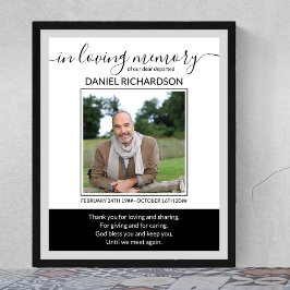 In Loing Memory Photo Funeral Memorial Poster